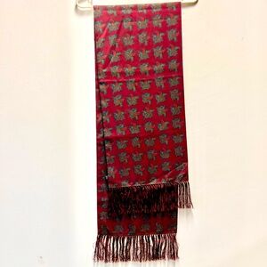 Kilgour French & Stanbury Paisley Pure Silk mens scarf cravat with fringe